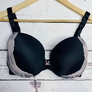 Body Flirt black with soft pink lace padded bra